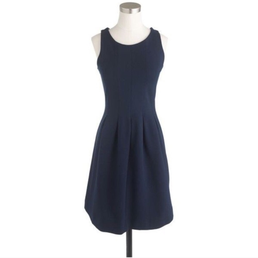 Navy j crew pleated flare navy blue dress - Picture 5 of 11